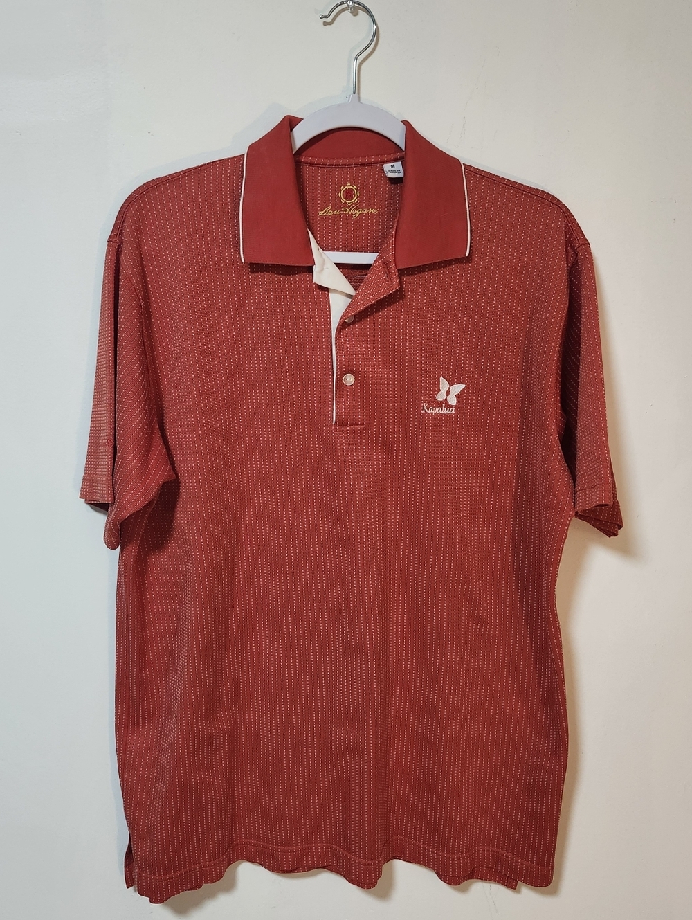 Vintage Ben Hogan Orange/Red Polo with White Contrast Trim & Kapalua Logo.